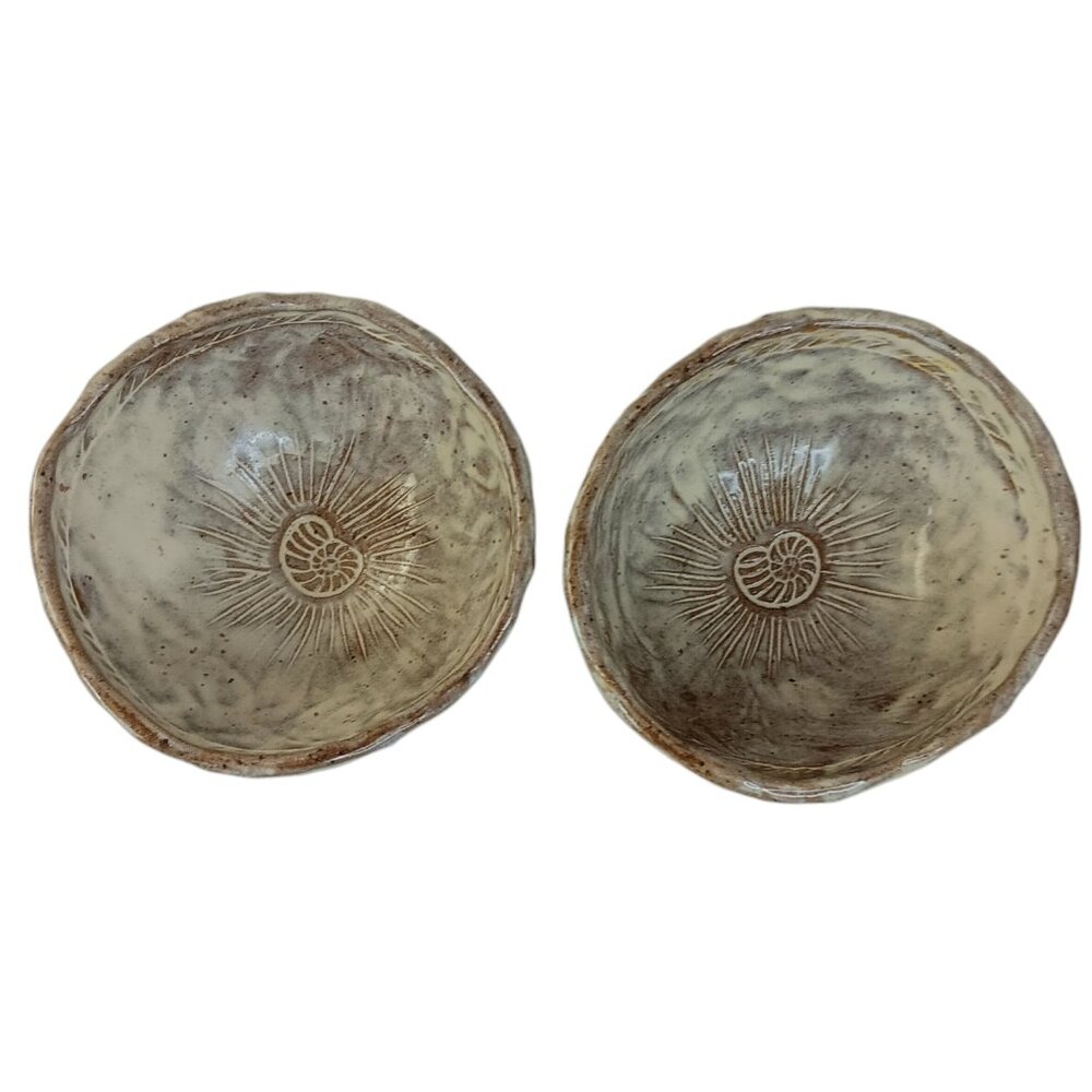Nautilus Shell Seashell Pottery Bowls Brown Beige By Jenny Hord Cats Eye Pottery
